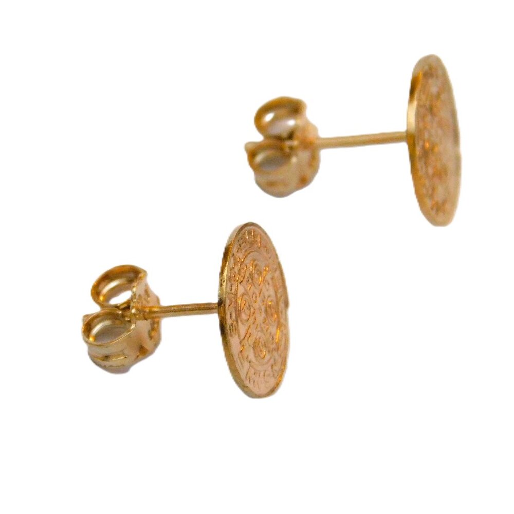 14K St. Benedict Stud Earrings (Cross) - Picture 3 of 6